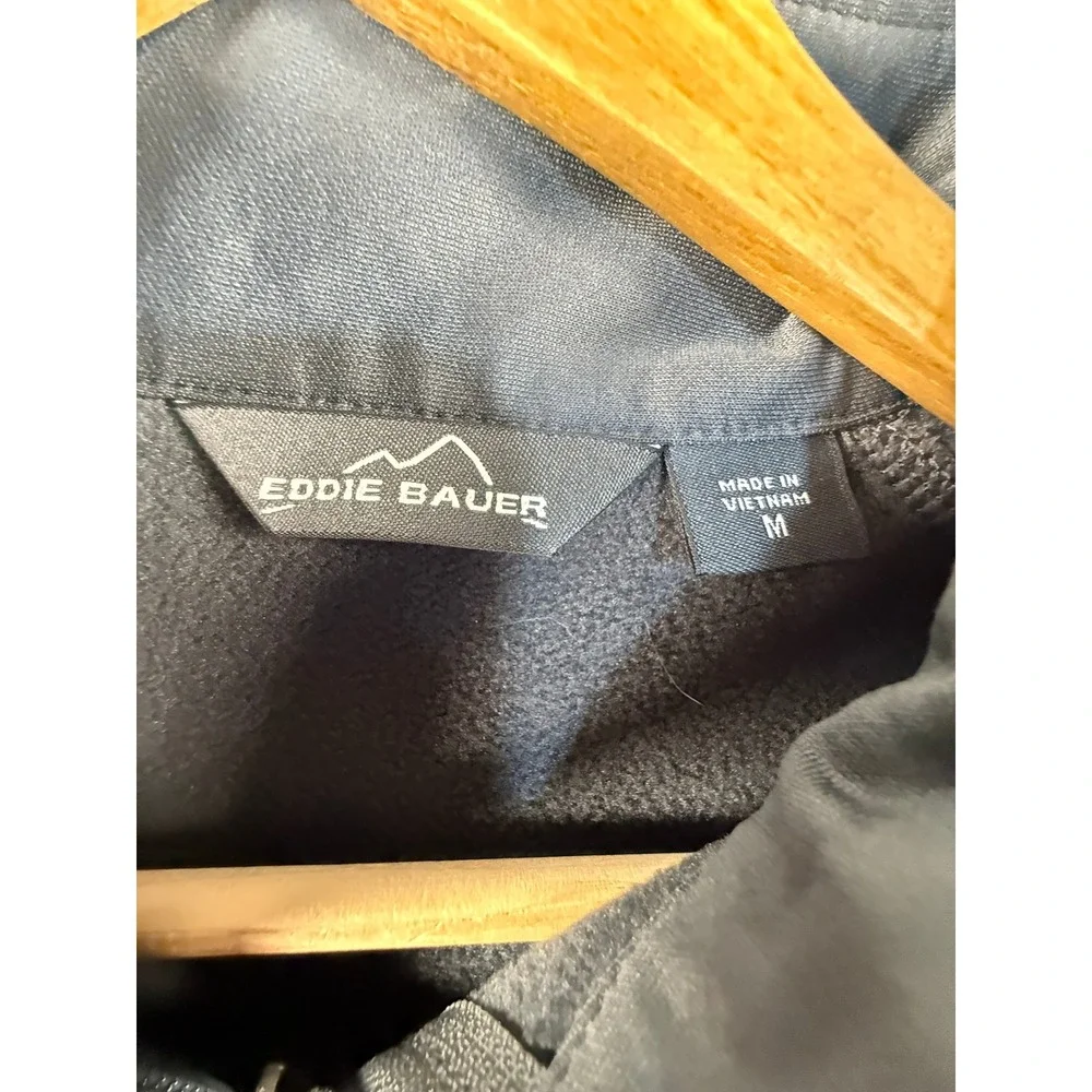 Eddie Bauer Mens Medium Gray Quarter Zip Pullover Technical Fleece Mock Neck